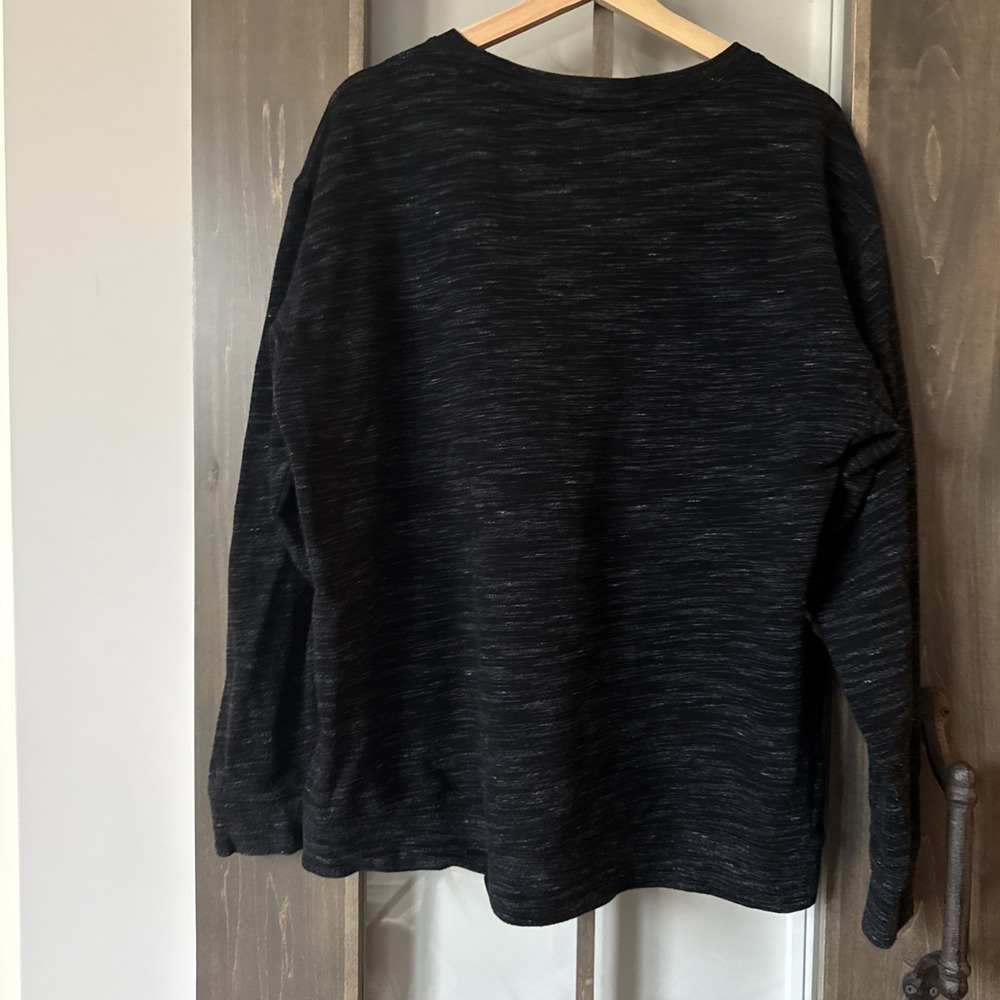 Victoria's Secret Pink Logo Campus Crew Sweatshirt Black Marl Marble Womens L - Picture 2 of 11